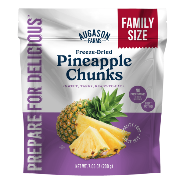 Augason Farms - Freeze Dried Pineapple Chunks Family Size Pouch, 20 ...