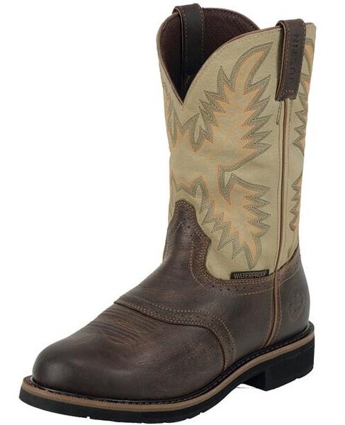 Justin Original Workboots - Men's Waxy Brown Waterproof Boots - WK4662 ...