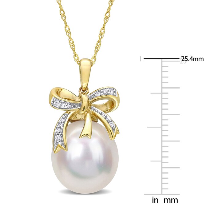 12-12.5 MM Golden South Sea Cultured Pearl & Diamond Accent