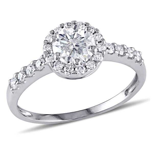 Bridal Collection - 1 CT TW Diamond Halo Engagement Ring in 14k White ...