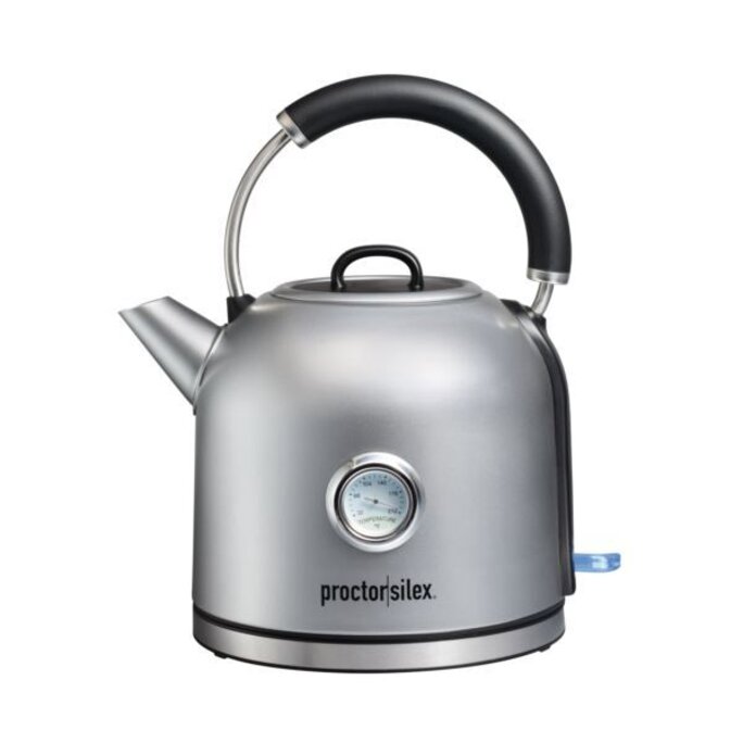 1.7L Stainless Steel Electric Kettle | Metallic Silver Glass Accent