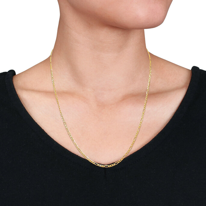 Hand+Some - 2.5mm Figaro Link Chain Necklace in 10k Yellow Gold