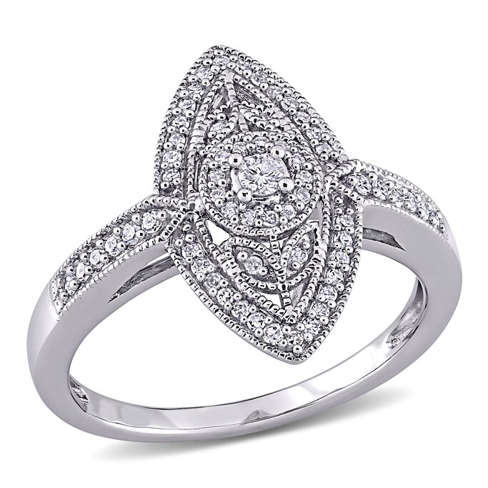 Bridal Collection - 1/4 CT TW Diamond Vintage Marquise Shaped Halo