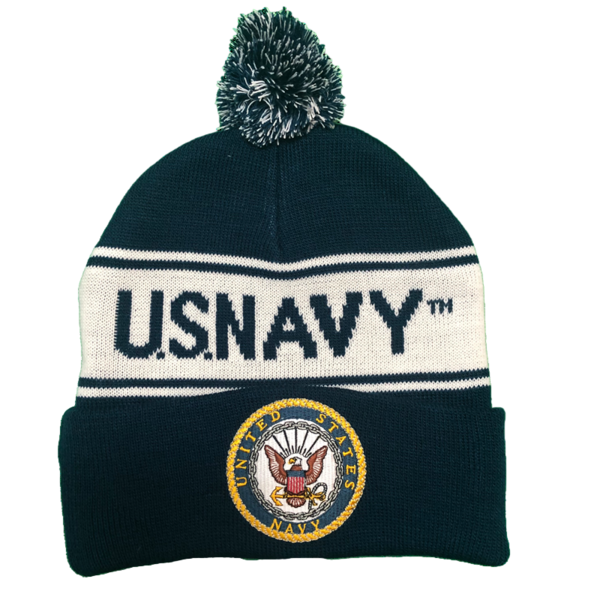 JWM Wholesale Navy Pom Pom Beanie Military & Gov't Discounts GOVX
