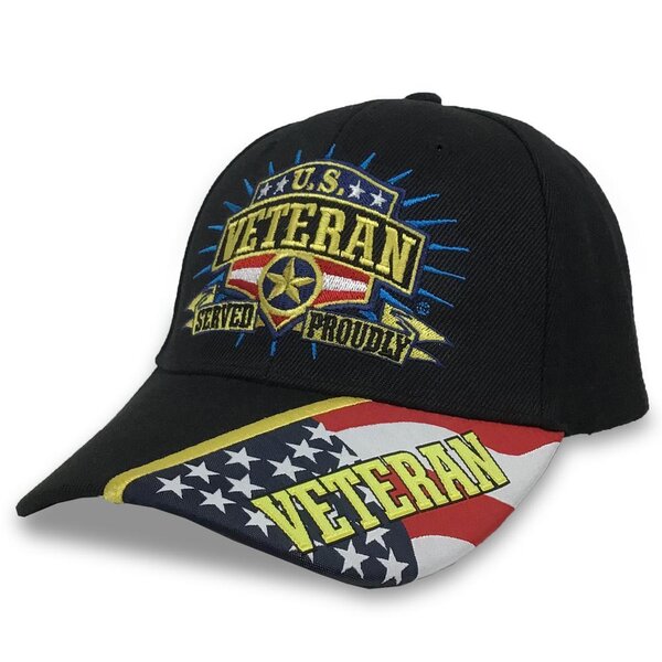 Army Gear U.S. Veteran Served Proudly Hat (Black) Military & First Responder Discounts GOVX
