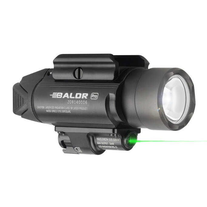 Details about   OLIGHT Baldr PRO 1350 Lm Green Laser Pistol Flashlight Side Switch Rail Mounted 
