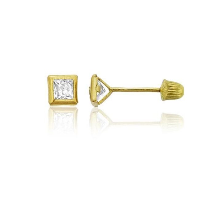 Xiv Fourteen Women S 14k Yellow Gold Basic Square Bezel 3x3mm Hat With Cubic Zirconia Screw Back Stud Earrings Discounts For Veterans Va Employees And Their Families Veterans Canteen Service