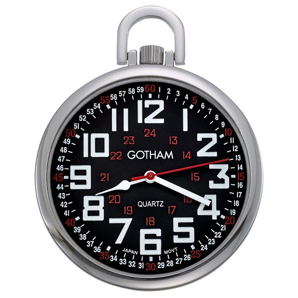 Gotham Watch - Gotham Men's Silver-Tone Slim Railroad 24 Hour Open