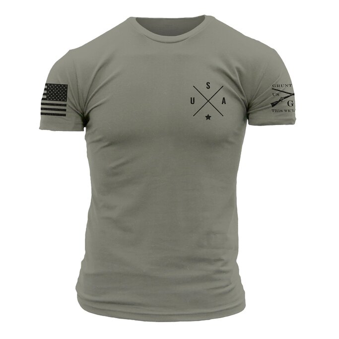 Black American Military Grunt Style Mens Concealed Gadsden T-Shirt 