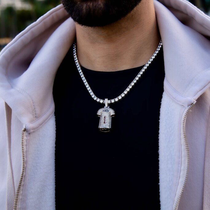 The GLD Shop - Ja'Marr Chase Jersey Pendant - White Gold - Military & First  Responder Discounts