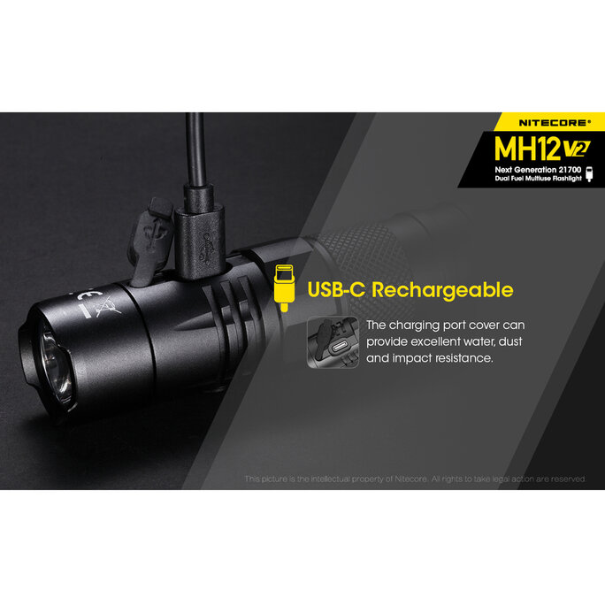 Nitecore - MH12 v2 1200 Lumen USB-C Rechargeable Flashlight with 5000mAh Battery - Military & Gov't Discounts | GOVX Nitecore - MH12 v2 1200 Lumen USB-C Rechargeable Flashlight with 5000mAh Battery - Military & Gov't Discounts | GOVX