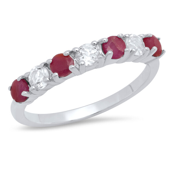 Marabela - Precious Ruby And White Topaz Round Shape Ring - Military ...