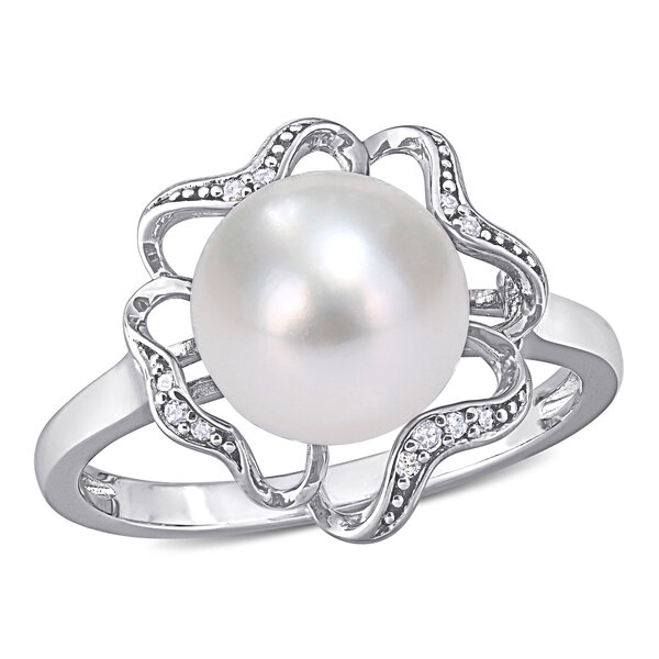 NOVICA Sterling Silver Pearl Cocktail Ring - Handmade Dot Motif Ring With Cultured Freshwater Pearl, 'Peaceful Glow'