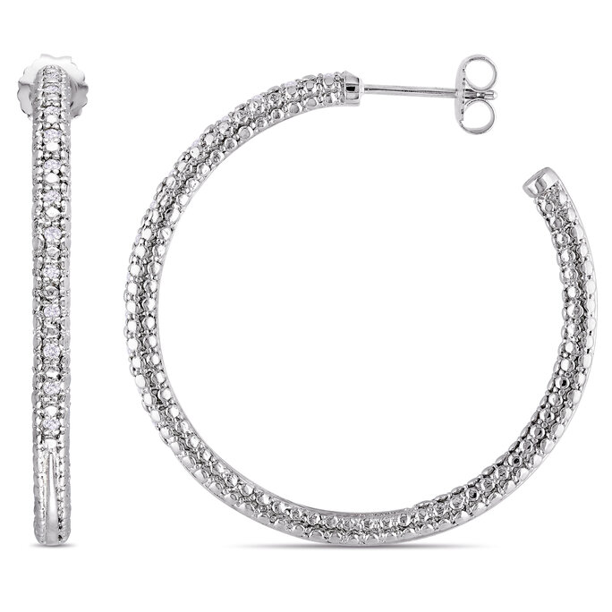 1 inch Inside Out Classic Diamond Hoop Earrings 2.75ct 14K White Gold G-H  VS-SI 802428
