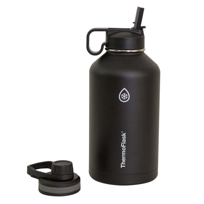 ThermoFlask - 64oz Bottle w/ Chug Lid and Straw Lid - Military