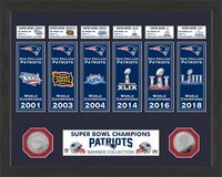 Highland Mint New England Patriots 6-Time Super Bowl Champions 12'' x 15''  Banner Collection Photo Mint