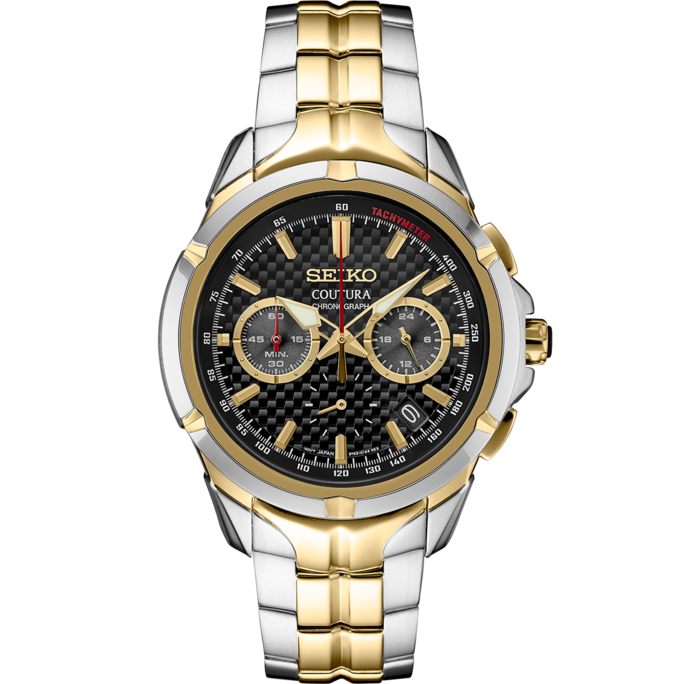 SEIKO Watch for Men - Essentials Collection - with Solar Chronograph,  Stainless Steel, Date Calendar, LumiBrite Hands, and Water-Resistant to 100m