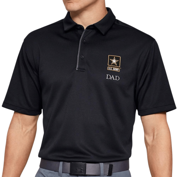 Army Gear Army Star Dad Under Armour Tech Polo (Black) Military