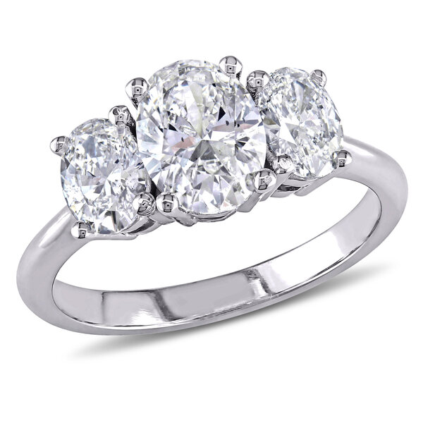 Bridal Collection 1 12 Ct Tw Oval Cut Diamond 3 Stone Engagement Ring In 18k White Gold 5725