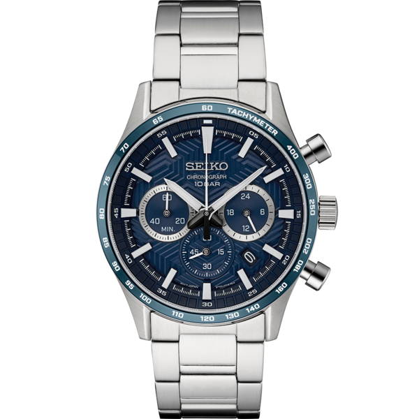 Seiko - Men's Essentials SS Chronograph Watch - Military & Gov't