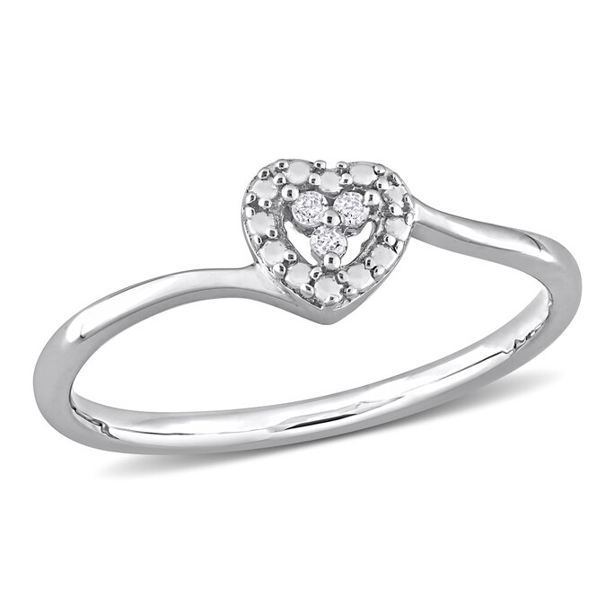 Diamond accent heart deals ring in sterling silver