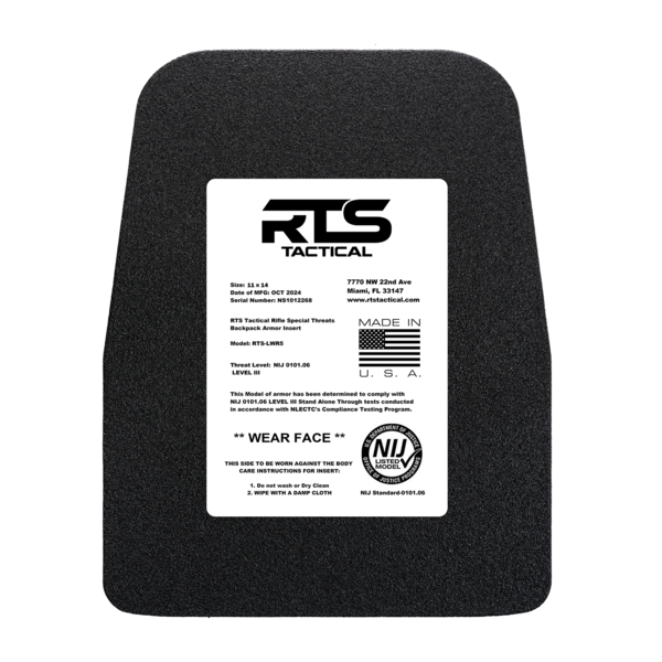 RTS Tactical - RTS Tactical Rifle Special Threats Backpack NIJ 0101.06 ...